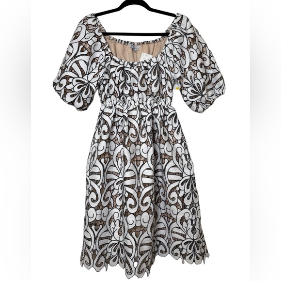 Polagram Dresses & Skirts - NWT Polagram Black and White Lace Midi Dress
